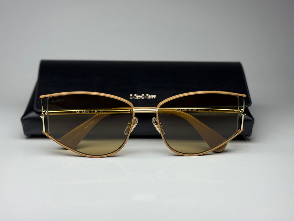 Max Mara MM0141 45E Shiny Light Brown/Brown Sunglasses 58-17-135