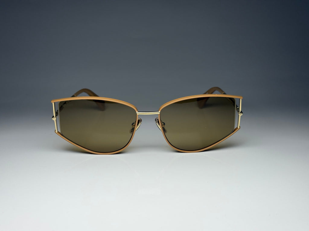 Max Mara MM0141 45E Shiny Light Brown/Brown Sunglasses 58-17-135