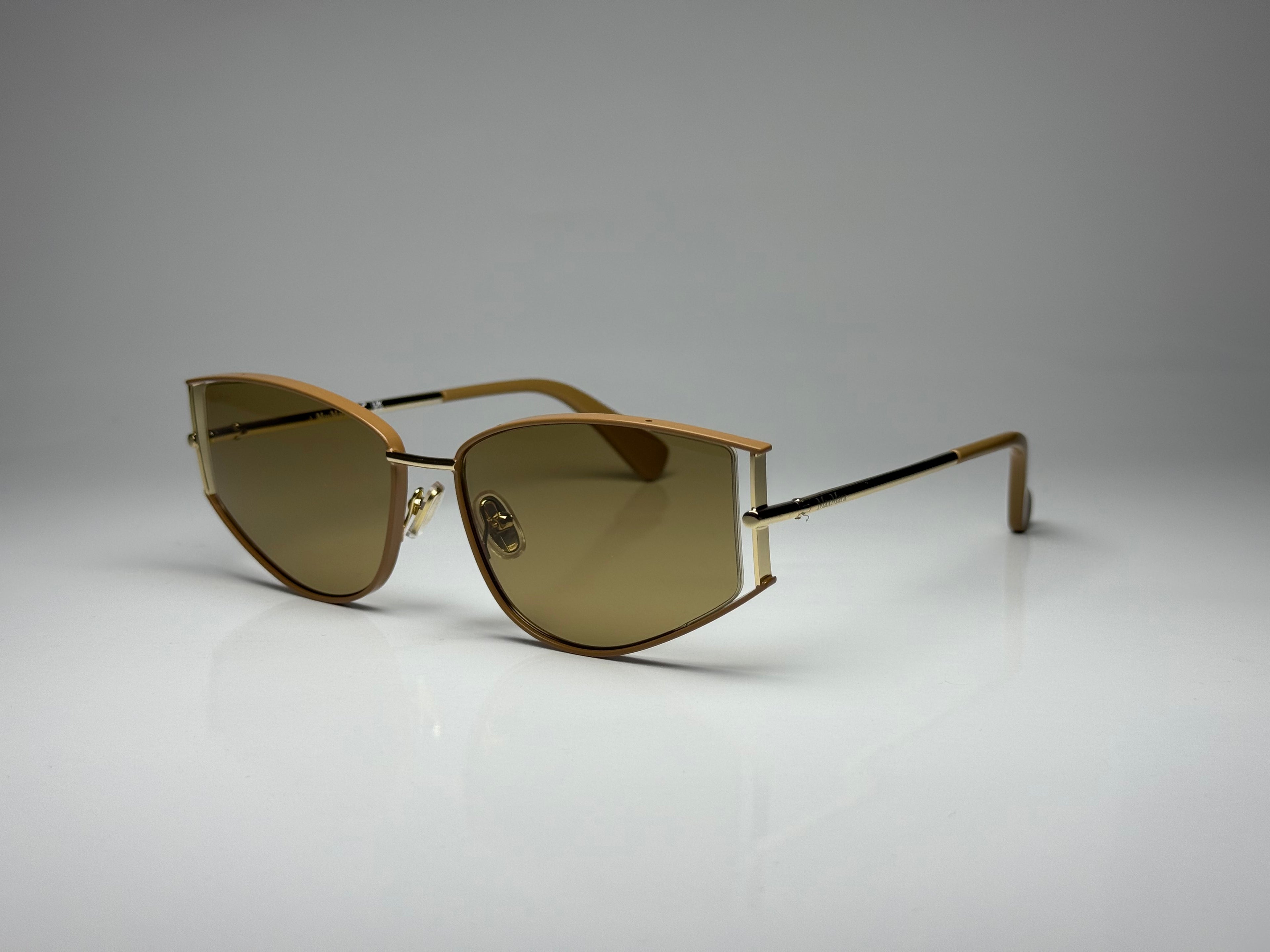Max Mara MM0141 45E Shiny Light Brown/Brown Sunglasses 58-17-135